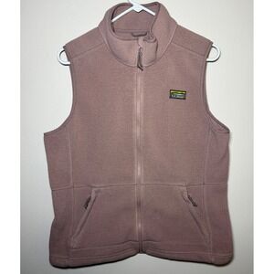 LL Bean Women's Large Fleece Vest Full Zip Pockets Dusty Rose